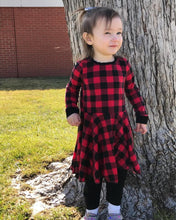 Load image into Gallery viewer, Buffalo Plaid Twirly Dress