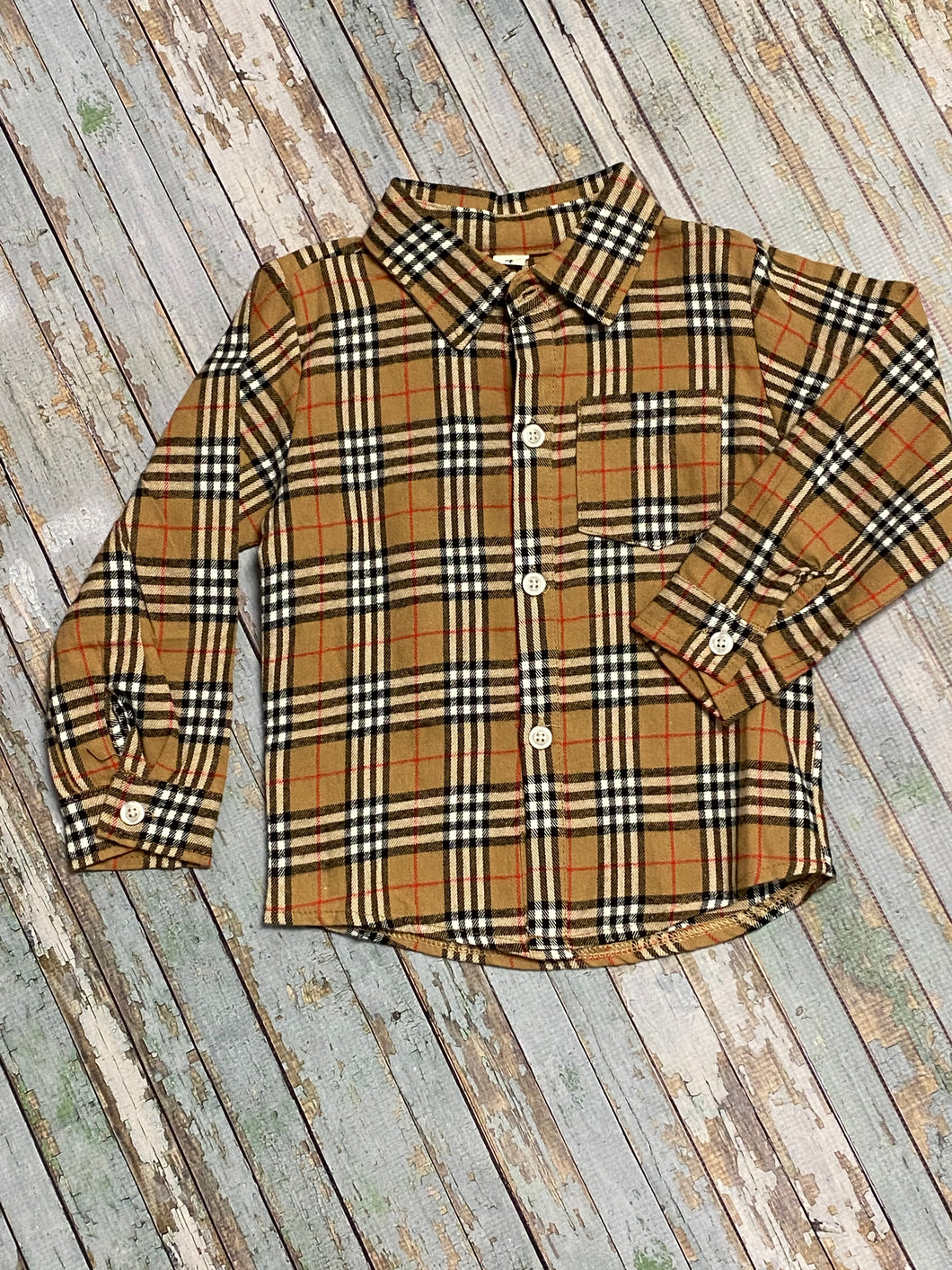 Tan Plaid Flannel Shirt